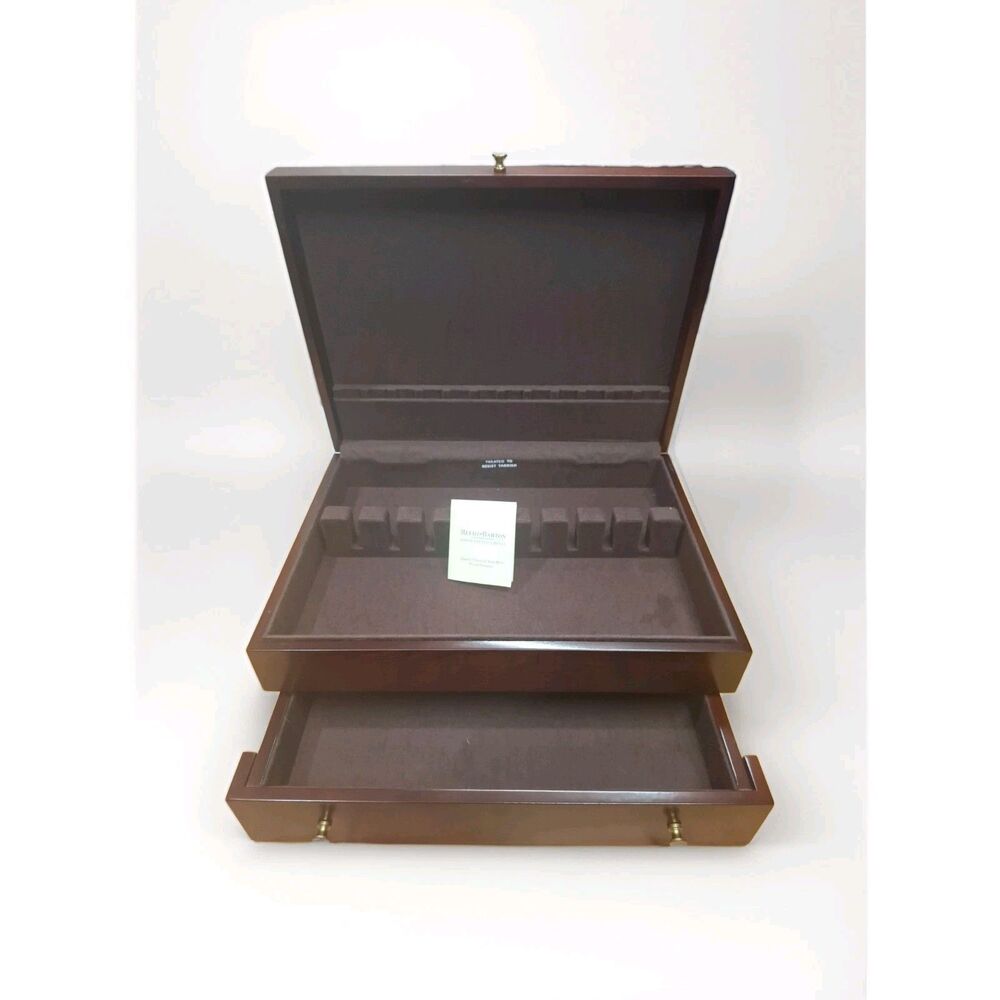 Reed & Barton Provincial Mahogany Wood Flatware Storage Chest Box Drawer 14.5x10